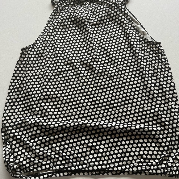 MAX STUDIO - BLACK/WHITE POLKA-DOT SLEEVELESS CAREER KNIT TOP BLOUSE - WOMENS S - Picture 7 of 7